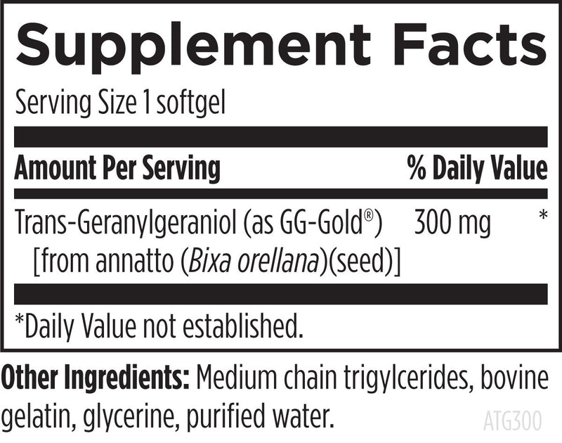 Annatto-GG 300 (60 Softgels) Supplement Facts