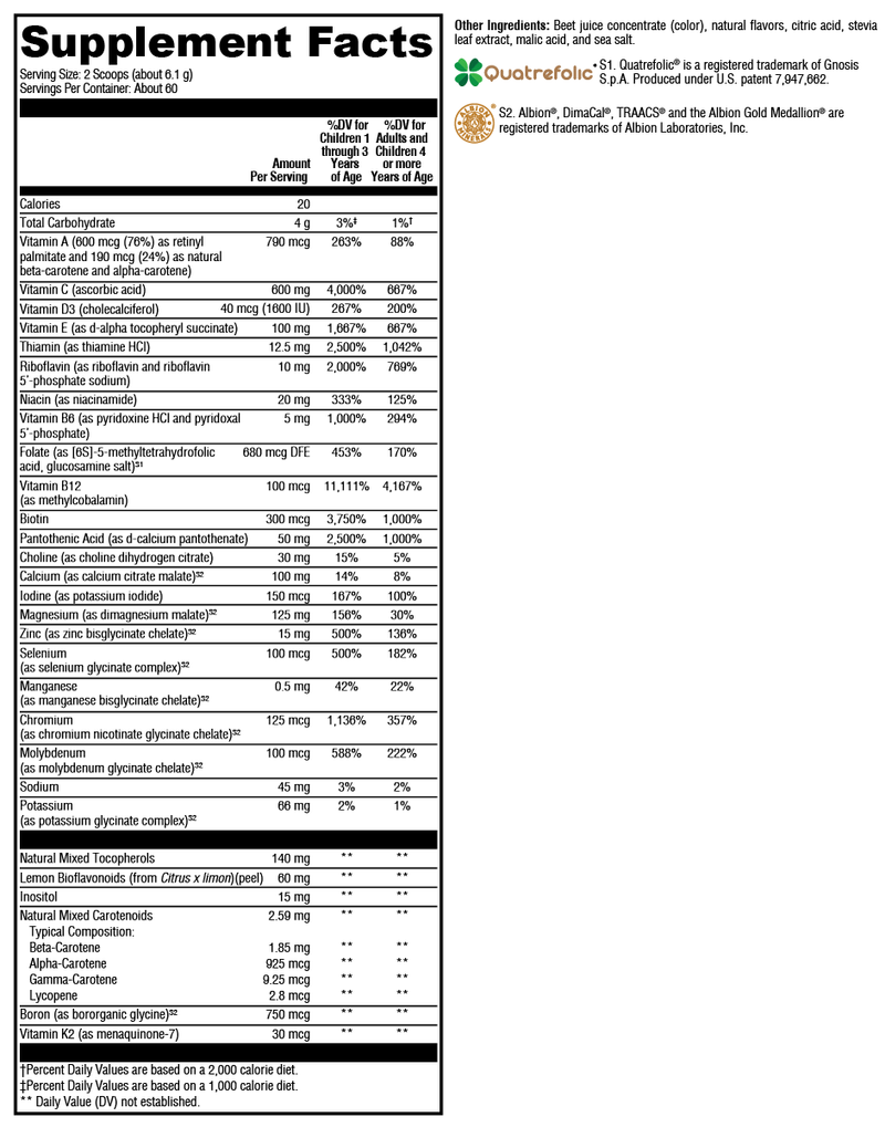 ActivNutrients without Copper & Iron Multivitamin Powder Fruit Punch (60 Servings)