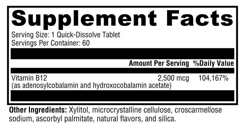 Adeno+Hydroxo B12 Natural Fruit Punch Flavor (60 Tablets)