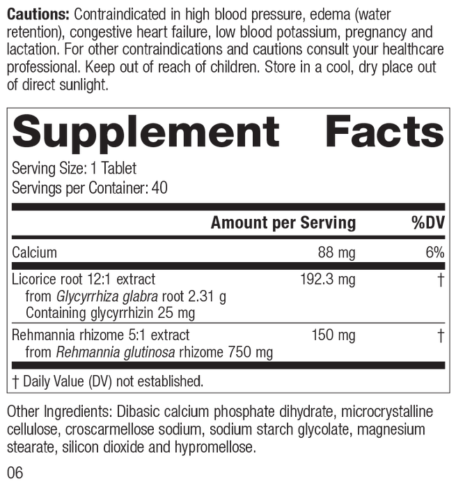 Adrenal Complex, 40 Tablets, Rev 05 Supplement Facts