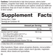 Adrenal Complex, 40 Tablets, Rev 05 Supplement Facts