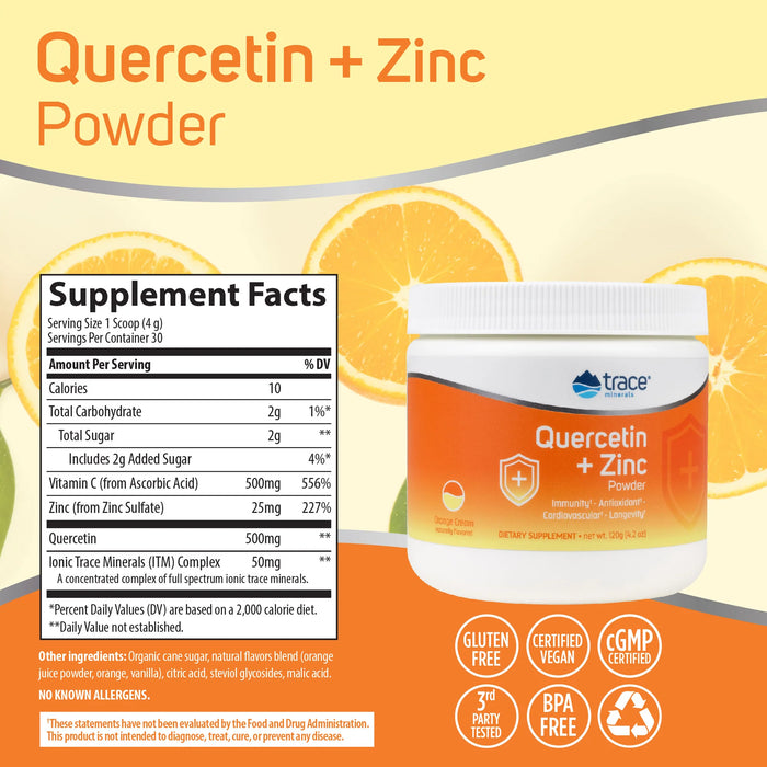 Quercetin + Zinc Powder (4.2 Ounces Powder)-Vitamins & Supplements-Trace Minerals-Pine Street Clinic