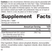 Artemisinin Forte Supplement Facts Label, Rev 01