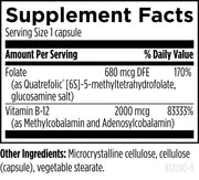 Ultra B12-Folate (90 Capsules) Supplement Facts