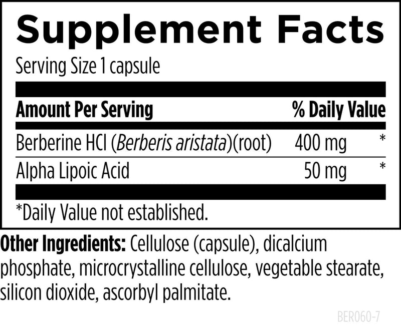 Berberine Synergy (60 Capsules) Supplement Facts