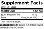 Betaine HCl (120 Capsules) Supplement Facts