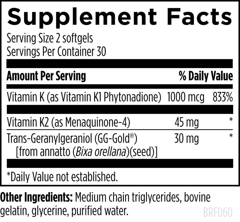 Osteo Tri-K (Formerly BRF 45) (60 Softgels) Supplement Facts
