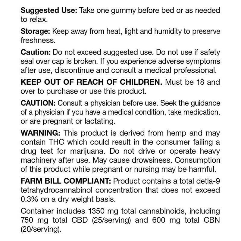Broad Spectrum Sleep Gummies with Melatonin (Tropical Mix) (30 ct) - Directions Label
