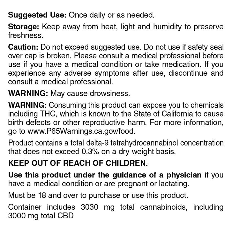Broad Spectrum CBD Softgel Capsules - Label (3000 mg)