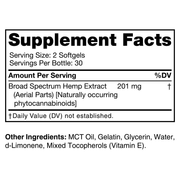 Broad Spectrum CBD Softgel Capsules - Supplement Facts (6000 mg)