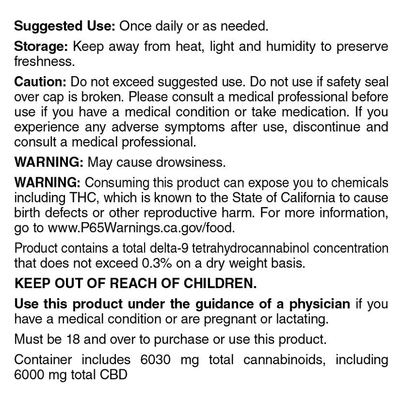 Broad Spectrum CBD Softgel Capsules - Label (6000 mg)