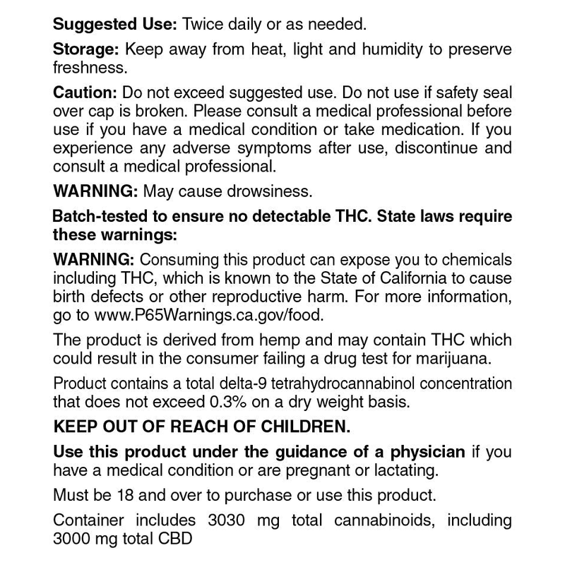Broad Spectrum CBD Oil Tincture (30 mL) - Label (Berry 3000 mg)