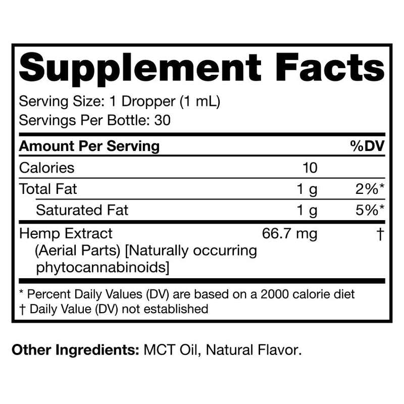 Broad Spectrum CBD + CBG Oil Tincture (Lemon Lime) (30 mL) - Supplement Facts Label