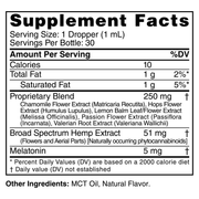 Broad Spectrum PM CBD Oil Tincture with Melatonin (Mint) (30 mL) - Supplement Facts Label