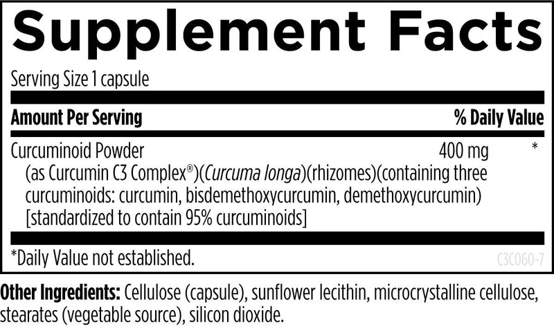 C3 Curcumin Complex (60 Capsules) Supplement Facts