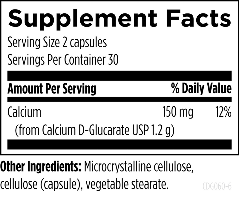 Calcium D-Glucarate (60 Capsules) Supplement Facts