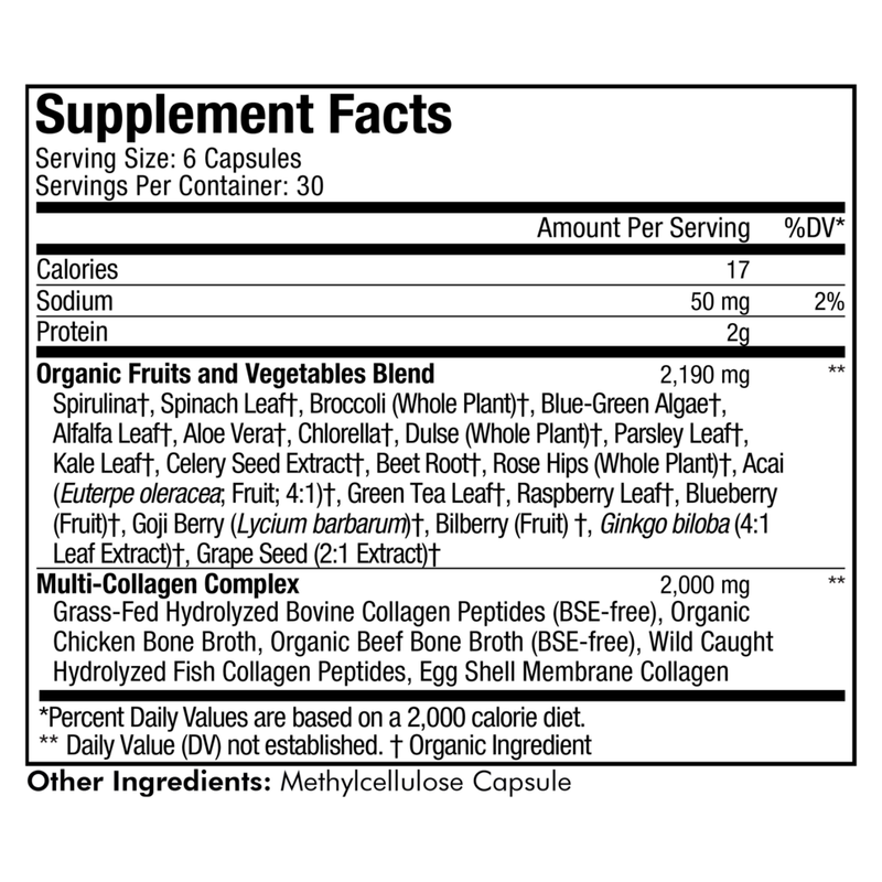 Multi Collagen + Raw Greens (180 Capsules)