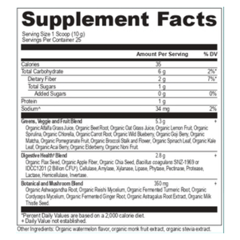 Organic SuperGreens Powder - Watermelon (250 g)
