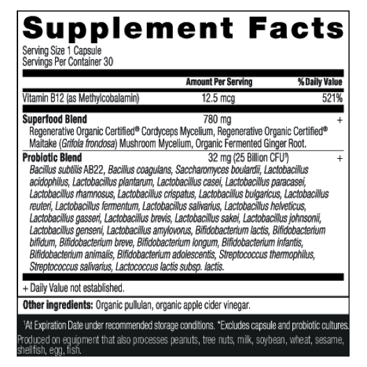 Regenerative Organic Certified Once Daily Probiotics 25B (30 Capsules)