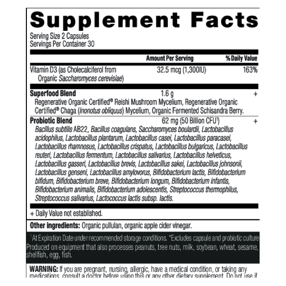 Regenerative Organic Certified Women's Extra Strength Probiotics 50B (60 Capsules)