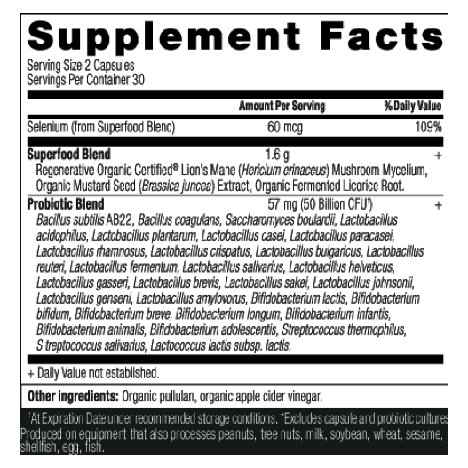 Regenerative Organic Certified Gut Recovery Probiotics 50B (60 Capsules)