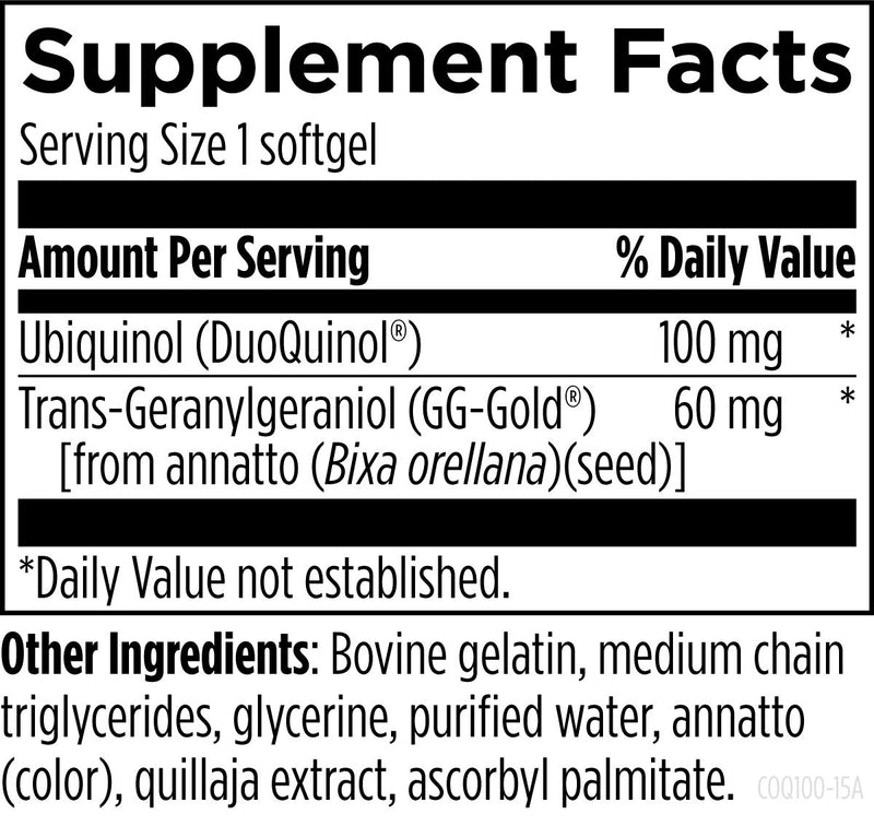 CoQnol 100 (60 Softgels) Supplement Facts