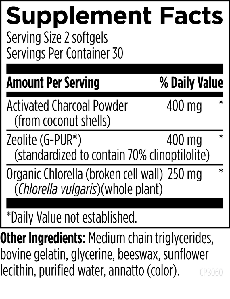 Charcoal Plus Binder (60 Softgels) Supplement Facts