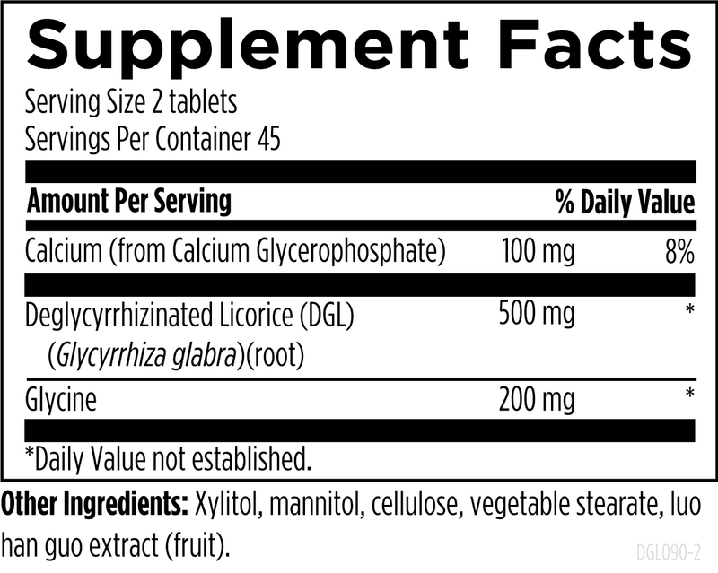 DGL Synergy (90 Chewables) Supplement Facts