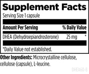 DHEA 25 mg (60 Capsules) Supplement Facts