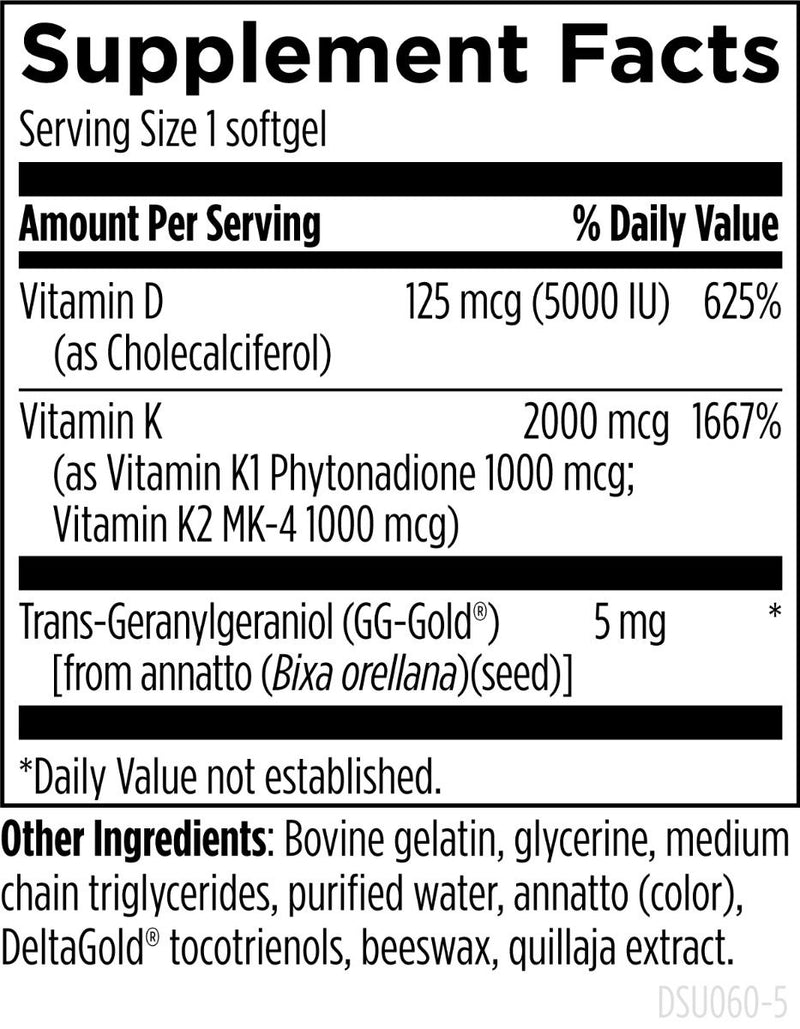Vitamin D-Evail Supreme (60 Softgels) Supplement Facts