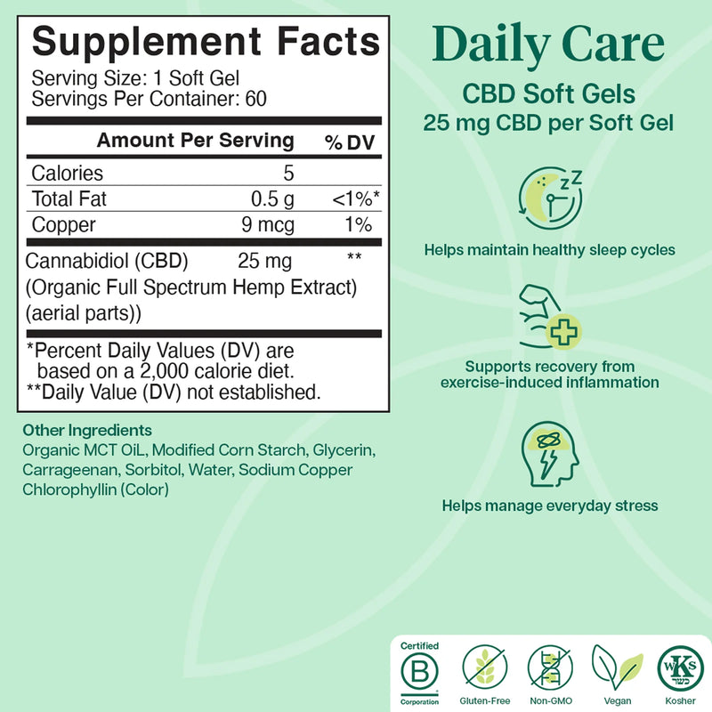 Daily Care CBD Soft Gels (60 Softgels)