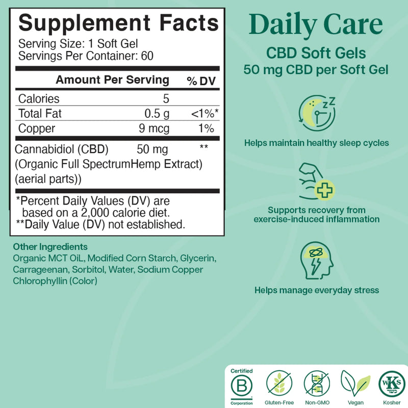 Daily Care CBD Soft Gels (60 Softgels)