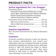 Canine Calming CBD Oil (Blueberry) (30 mL) - Directions Label