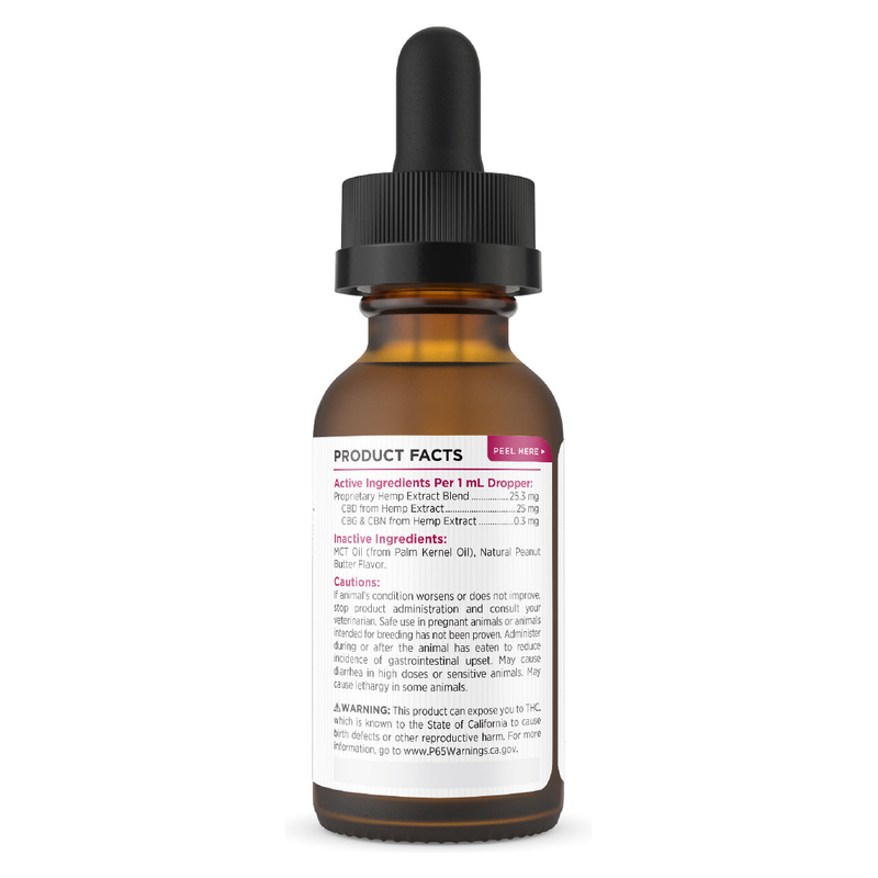 Canine CBD Oil (Peanut Butter) (30 mL) - Supplement Facts (750 mg)