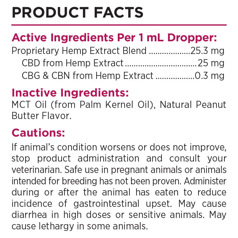 Canine CBD Oil (Peanut Butter) (30 mL) - Label (750 mg)