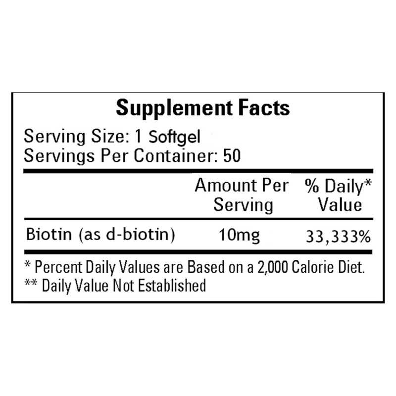 Megabiotin 10,000 mcg (50 Softgels)