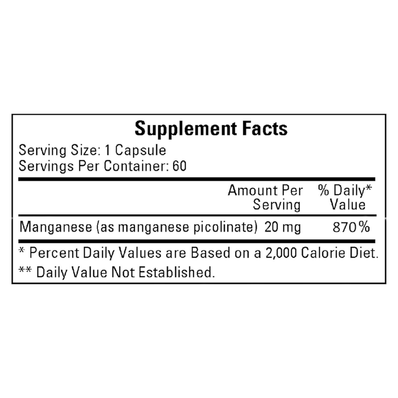 Manganese Picolinate 20mg (60 Capsules)