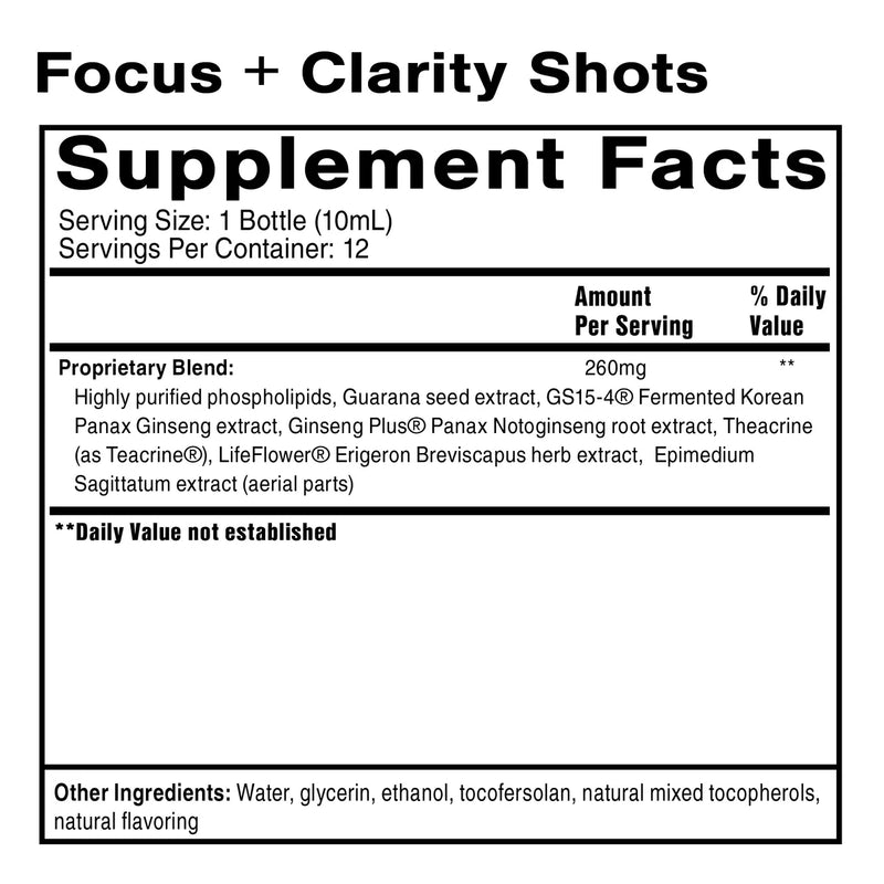 Focus + Clarity Shots (10 mL) (Pack of 12)