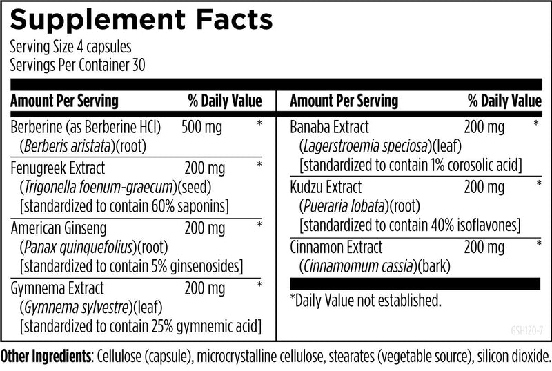 GlucoSupreme Herbal (120 Capsules) Supplement Facts
