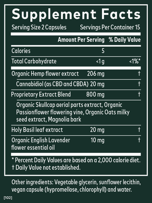 CBD & Herbs - Calm (20 mg) (30 Capsules)-Vitamins & Supplements-Gaia PRO-Pine Street Clinic