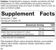 Golden Seal 500mg, 40 Tablets, Rev 07 Supplement Facts