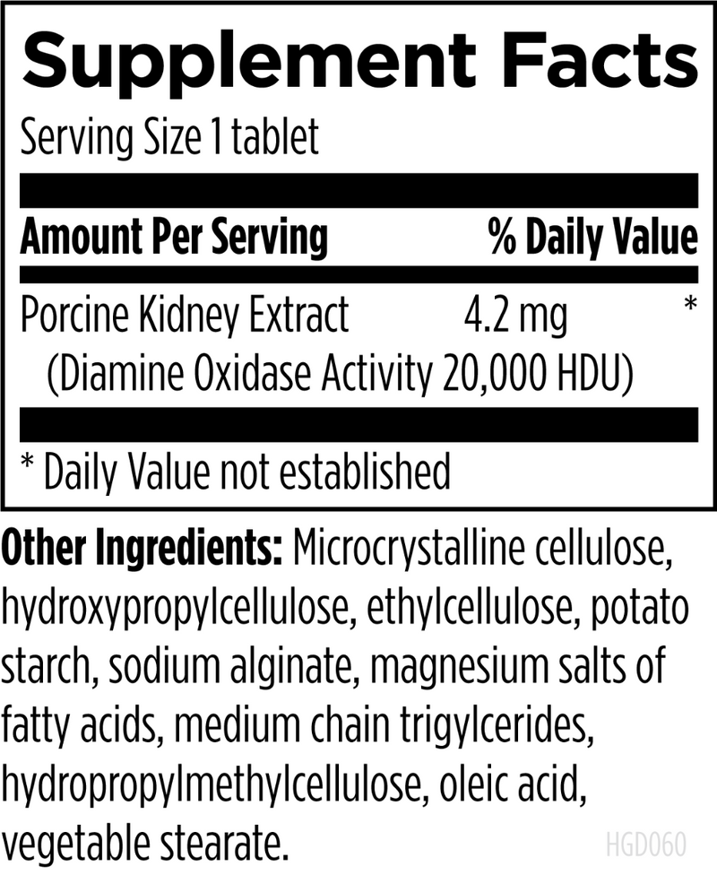 HistaGest-DAO (60 Tablets) Supplement Facts