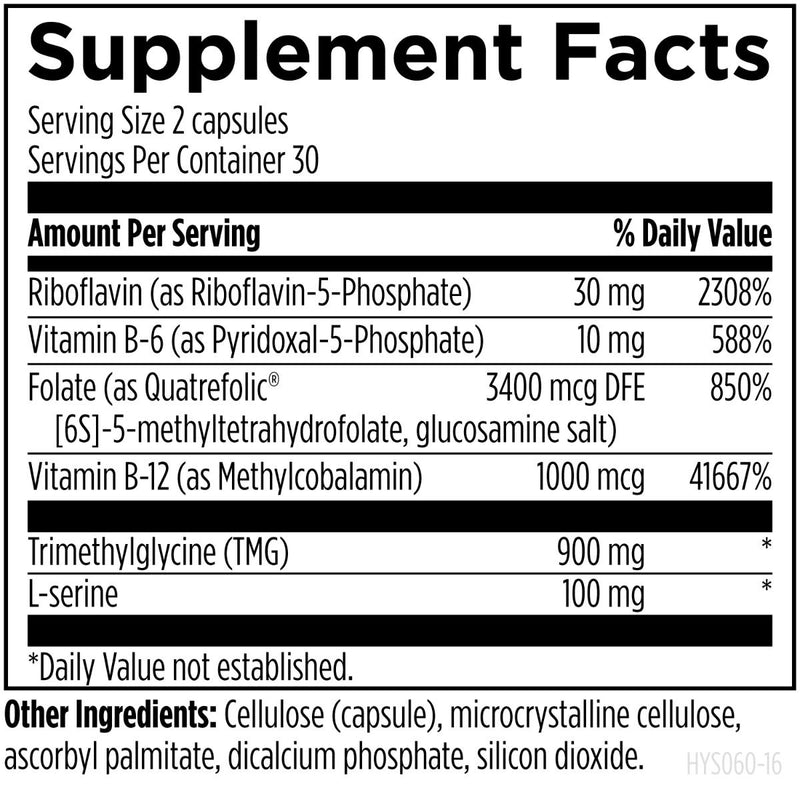 Homocysteine Supreme (60 Capsules) Supplement Facts