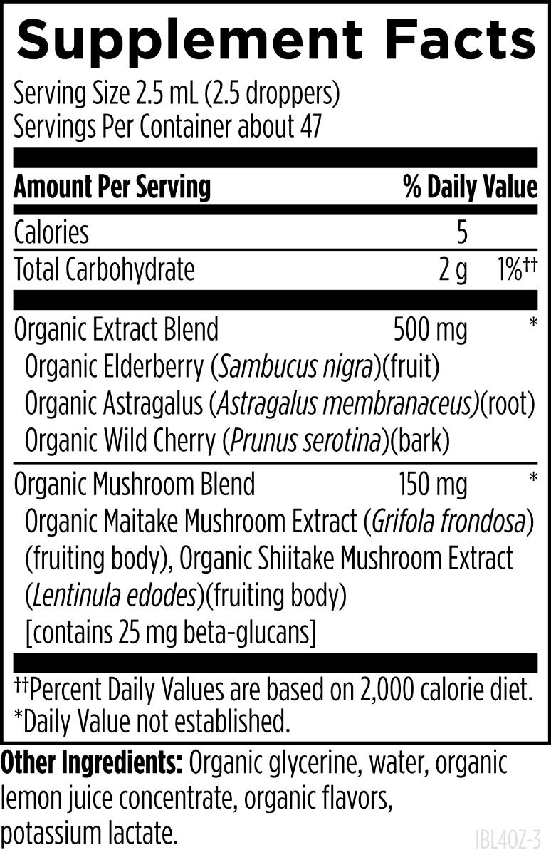Organic ImmunoBerry Liquid (118mL) Supplement Facts
