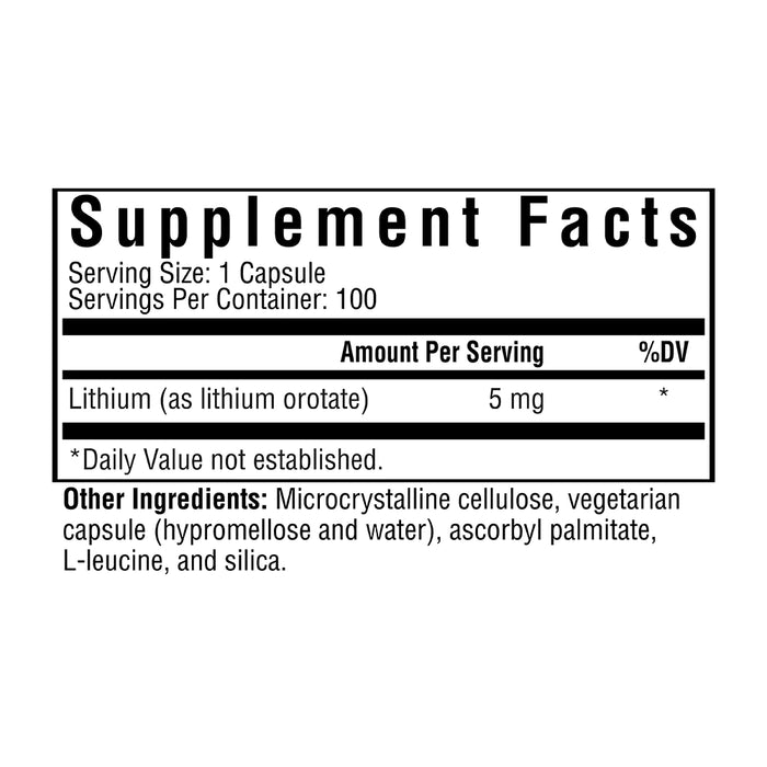 Lithium Orotate 5 mg (100 Capsules)-Vitamins & Supplements-Seeking Health-Pine Street Clinic