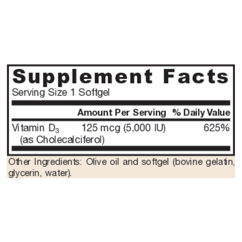 Vitamin D3 5000iu (100 Softgels)