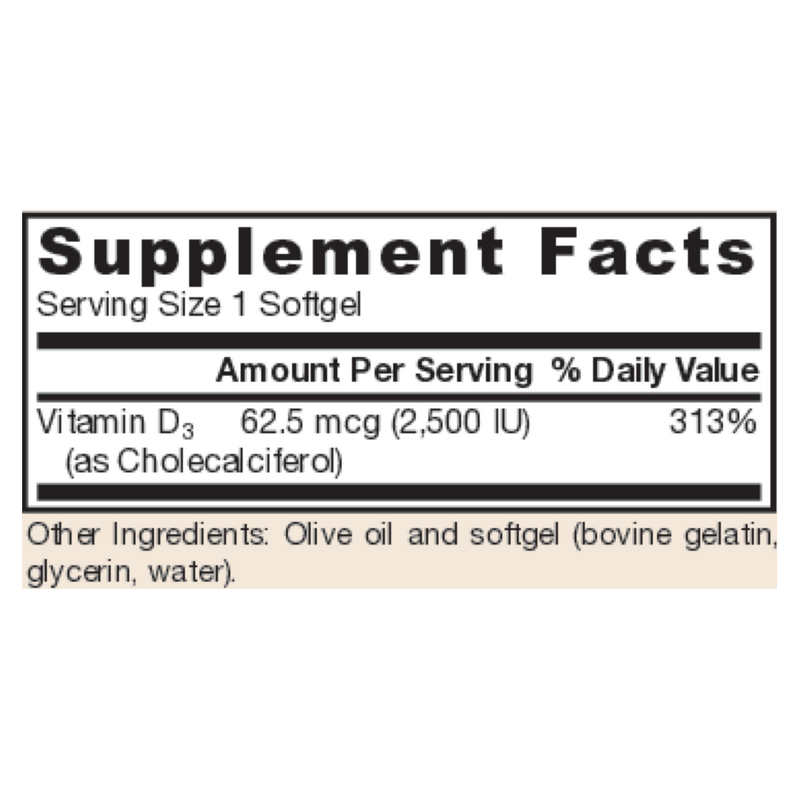 Vitamin D3 2500iu (100 Softgels)