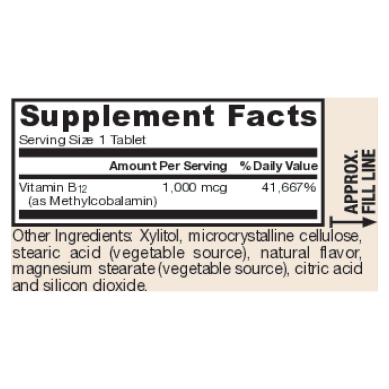 Methyl B-12 1000mcg Lemon (100 Chewables)