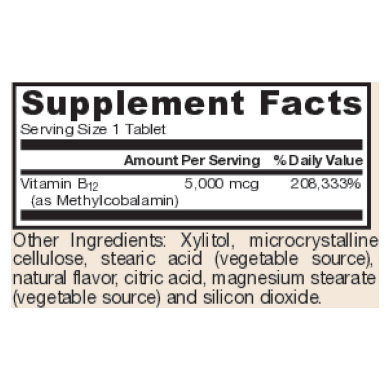 Methyl B-12 5000mcg Cherry (60 Chewables)