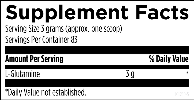L-Glutamine Powder (250g) Supplement Facts